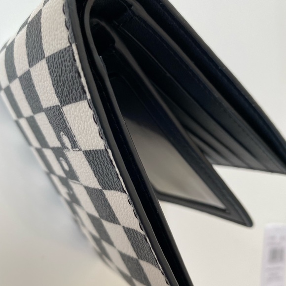 NWT Coach 3 in 1 Wallet with Checker Print C6789 Black/Chalk - Picture 3 of 13